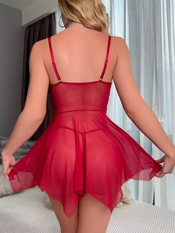 Lace Babydoll Lingerie Set with G-string