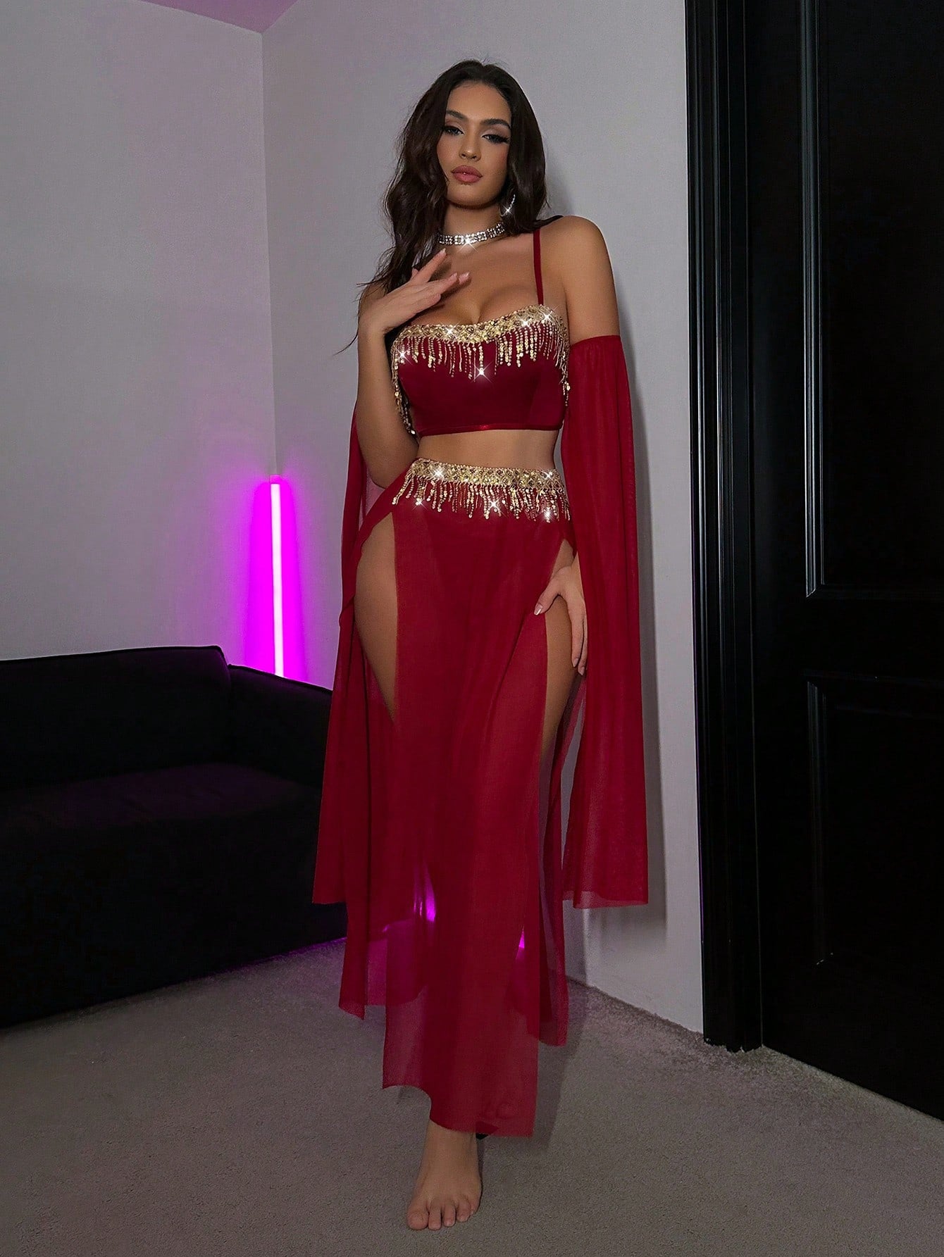 Sequin Tassel Mesh Wireless 5pcs/Set