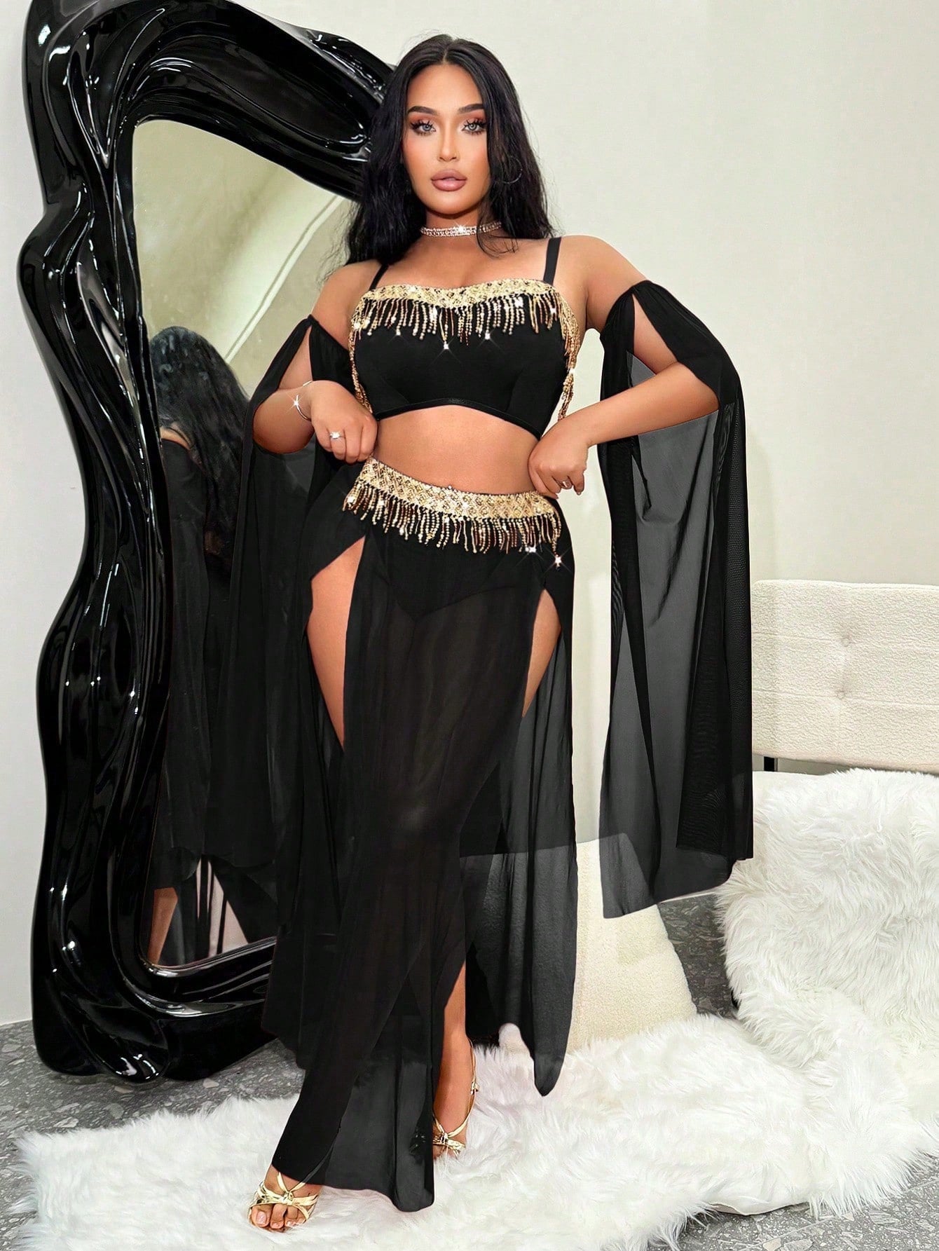 Sequin Tassel Mesh Wireless 5pcs/Set