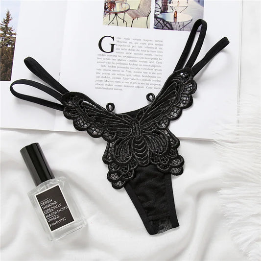 Butterfly Embroidery G-String Thong