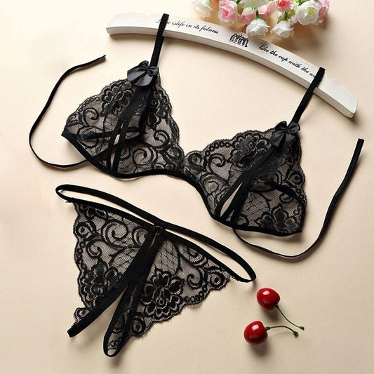 See-Through Lace Bra Set